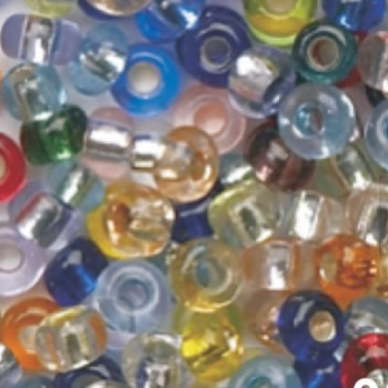 steklene perle 2,6 mm, mešane, prosojne s posrebreno luknjico, 17 g