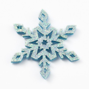 Dekorativna snežinka z bleščicami iz filca, 4.15x3.65x0.25cm, modre barve, 1 kos
