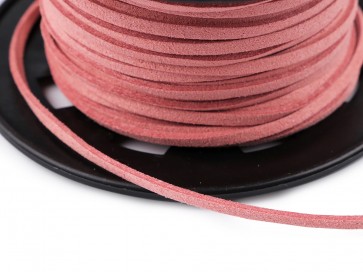 trak - imitacija usnja, 3 mm, sv. roza / "powder", 1 m