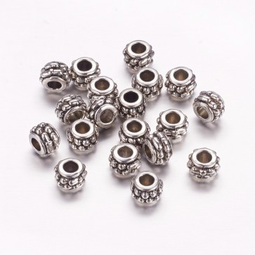 kovinske perle Tibetanski slog, dekorativne, 6,5x4,5x3 mm, 10 kos