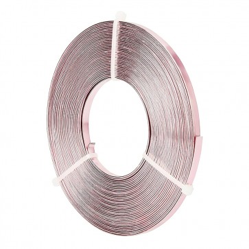 Aluminijasta barvna žica za oblikovanje - ploščata, širina: 5 mm, debelina: 1 mm, sv. roza b., 10 m