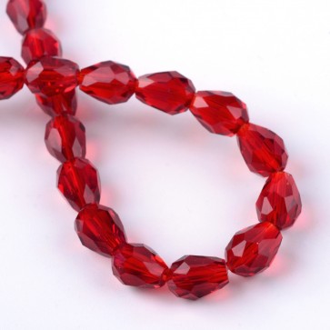 steklene perle - kapljica 8x6 mm, red b., 1 niz - cca 65 kos