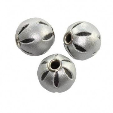 usnjene perle 14 mm, srebrne, 1 kos