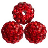 shamballa perle okrogle 8 mm, rdeče, 1 kos