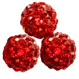 shamballa perle okrogle 10 mm, rdeče, 1 kos