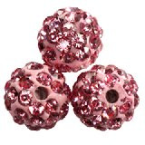 shamballa perle okrogle 8 mm, roza, 1 kos