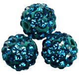 shamballa perle okrogle 8 mm, modre, 1 kos