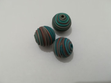 lesene perle okrogle 14 mm, rjavo-modre, 1 kos