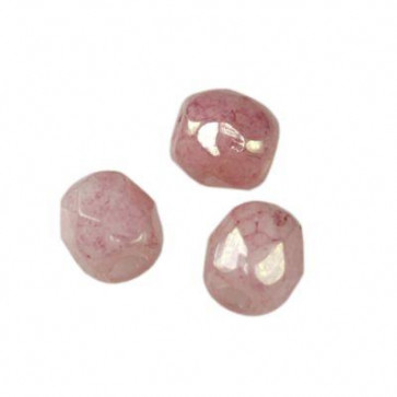 perle - češko steklo 3 mm, dots pink luster, 10 kos