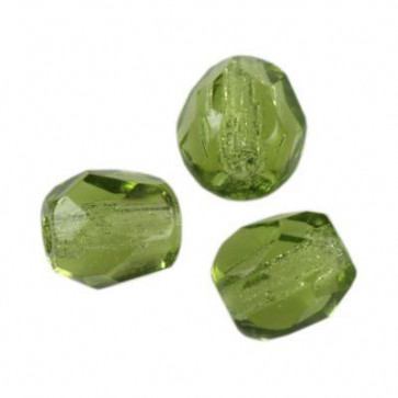 perle - češko steklo 4 mm, olivine, 10 kos