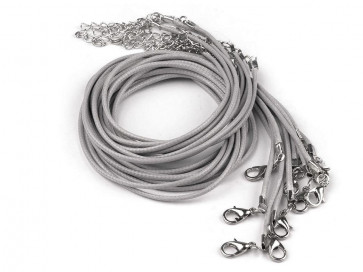 osnova za ogrlico 45 cm, povoščena, sv. siva, 1 kos