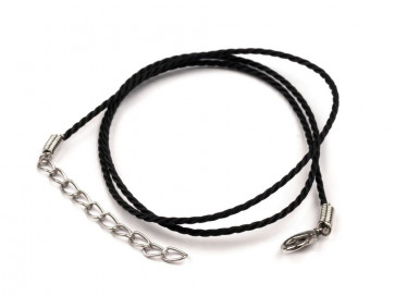 osnova za ogrlico - bombažna, črna, 45 cm, 1 kos