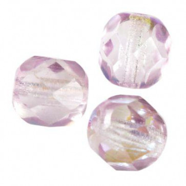 perle - češko steklo 6 mm, rosaline ab, 10 kos