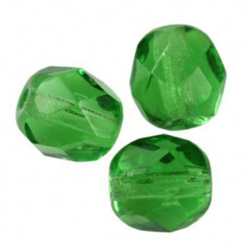perle - češko steklo 6 mm, zelena, 10 kos