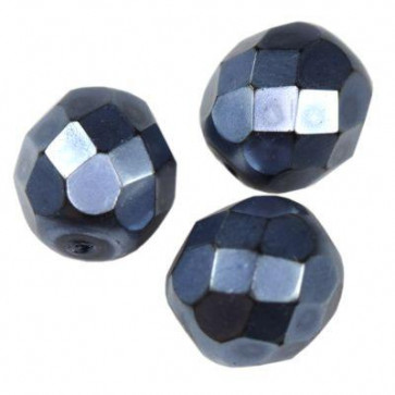 perle - češko steklo 8 mm, dark denim blue, 10 kos