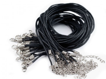 bombažna osnova za ogrlico 45 cm, črna, debelina vrvice: 1 mm, 1 kos