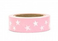 Washi tape - dekorativni lepilni trak - roza z zvezdami, širina: 1.5 cm, dolžina: 10 m, 1 kos