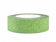 Washi tape - dekorativni lepilni trak - zeleni z bleščicami, širina: 1.5 cm, dolžina: 10 m, 1 kos