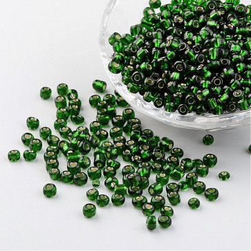 steklene perle 4 mm, zelena b., velikost luknje: 1.5 mm, 20 g
