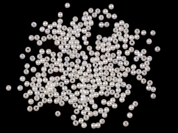 plastične perle, velikost: 3 mm, pearl, 10 g