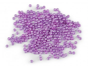 plastične perle, velikost: 3 mm, viola, 10 g