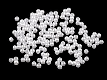 plastične perle, velikost: 3 mm, bele, 10 g