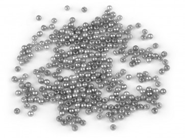plastične perle, velikost: 3 mm, sive, 10 g