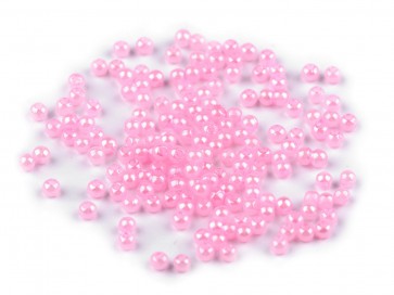 plastične perle, velikost: 3 mm, svetlo roza, 10 g