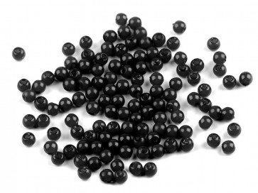 plastične perle, velikost: 4 mm, črne b., 10 g