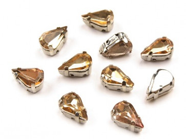 steklene perle v kovinski osnovi 6 x 10 mm, topaz, 1 kos