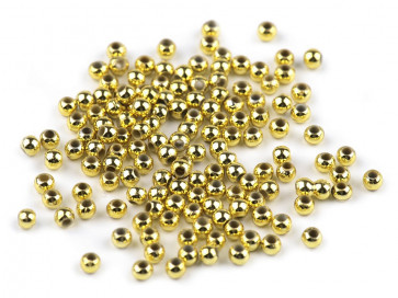plastične perle - imitacija biserov, velikost: Ø4 mm, metallic gold, 10 g