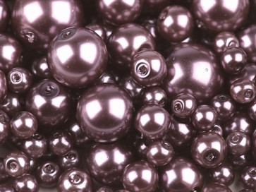 steklene perle - imitacija biserov, velikost: Ø4-12 mm, "Altrosa" b., 50 g 