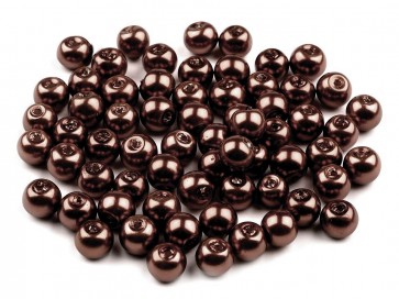 steklene perle - imitacija biserov, velikost: 6 mm, darkbrown, 50 g (ca.185 kos)