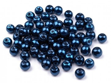 steklene perle - imitacija biserov, velikost: 6 mm, paris blue, 50 g (ca.185 kos)