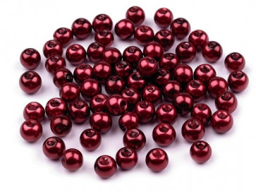 steklene perle - imitacija biserov, velikost: 6 mm, bordo rdeča b., 50 g (ca.185 kos)