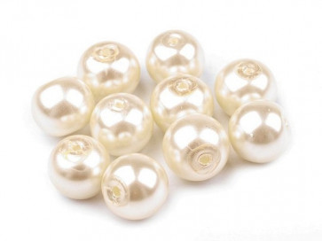 steklene perle - imitacija biserov, velikost: 10 mm, sv. krem b., 50 g (ca.80 kos)