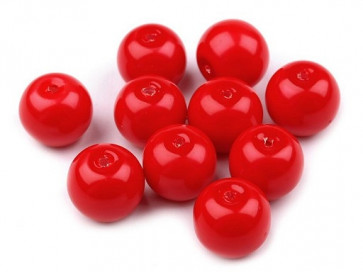steklene perle - imitacija biserov, velikost: 10 mm, škrlatno rdeča b., 50 g (ca.80 kos)
