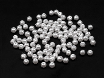 steklene perle - imitacija biserov, velikost: 4 mm, white, 50 g 