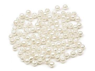 steklene perle - imitacija biserov, velikost: 4 mm, cream lightest ., 50 g 