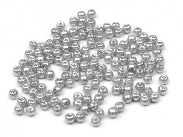 steklene perle - imitacija biserov, velikost: 4 mm, silver light, 50 g 