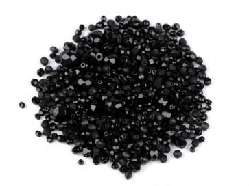 steklene perle mix - črne, 50 g