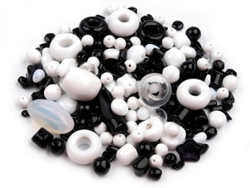 steklene perle - mix, črno-bele, 50 g