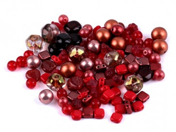 steklene perle - mix, sv. rdeče, 50 g