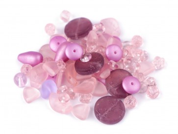 steklene perle mix, roza vijola, 50 g