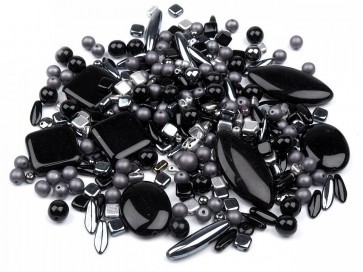 steklene perle mix, črno sive, 50 g
