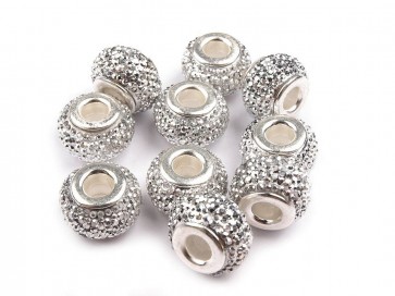 akrilne perle z veliko luknjo 9x14 mm, silver, 1 kos