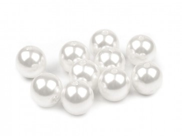 plastične perle - imitacija biserov, velikost: Ø12 mm, bele b. , 50 kosov