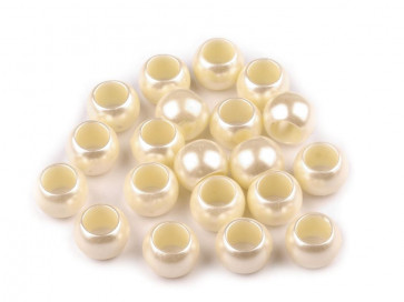 akrilne perle 7x10 mm, krem, velikost luknje: 5,7 mm, 1 kos