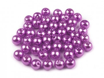 plastične perle - imitacija biserov, velikost: Ø6 mm, dark violet, 50 g (ca. 300 kos)