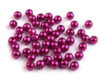 plastične perle - imitacija biserov, velikost: Ø6 mm, pink violet, 50 g (ca. 300 kos)